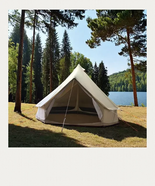 Luxury 5 Meter Bell Tent Automatic Feature Single Layer Outdoor Cotton Canvas One Bedroom Steel Aluminum Pole Glamping Summer