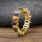 Cz Ring Lady Cubic Zirconia Baguette CZ Colorful Silver White Gold Plated Crystal Diamond Ring For Girl