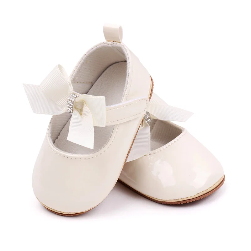 Pure Color PU Leather Baby Dress Shoes Soft TPR Toddler Shoes Girls Breathable Lightweight Anti-Slip Flat Style Fabric Insole details