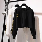 Fashion Design Hip Hop 100% Cotton Hoodie Custom Long Sleeve Women Pullover Crop Top Hoodies