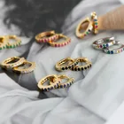Sterling Earring EH1168 Chic 7mm Huggie 925 Sterling Silver Rainbow Cubic Zircon Hoop Earring