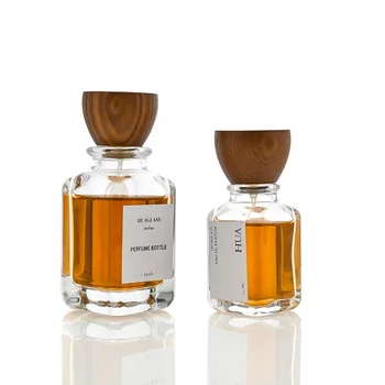 Luxury Perfume Bottle With Wooden Cap Square Empty Fragrance Bottle Perfume 30ml 50ml 100ml