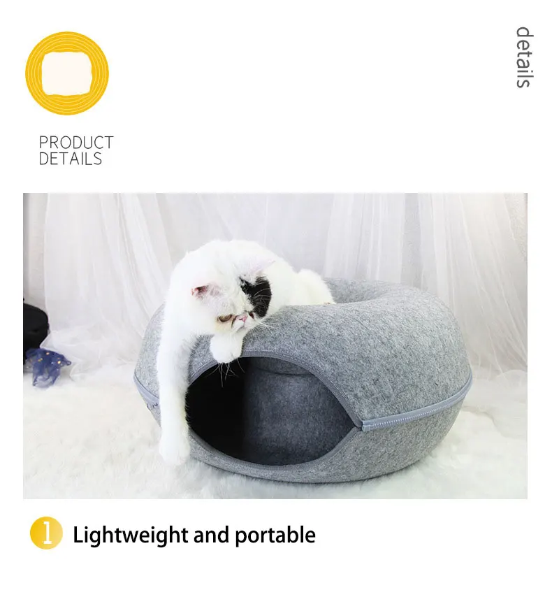 Custom Large Aesthetic Enclosed Nautilus Shaped Felt Pet Cat Bed House
