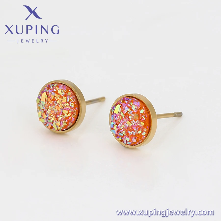 A00904863 xuping Gold-colored crystal bud round small gypsophila earrings stainless steel water-plated earrings