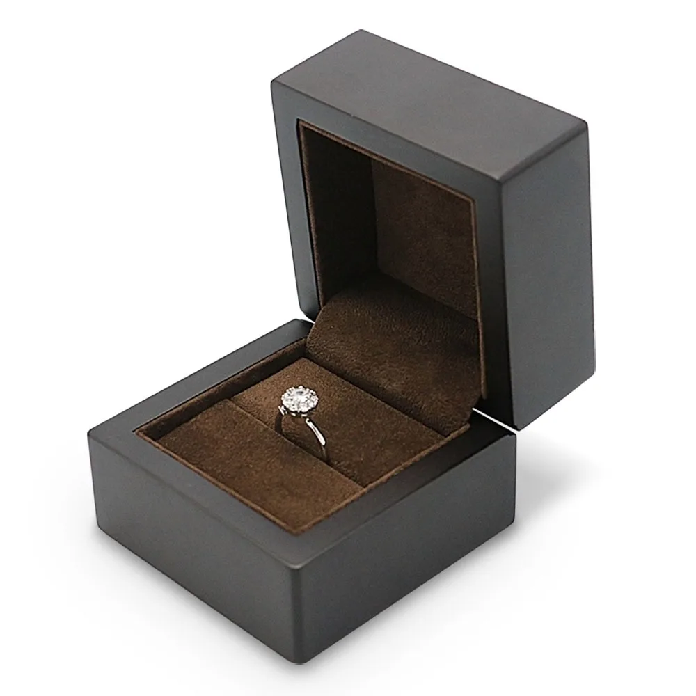 Ring Box Ring Jewelry Packaging Box with Logo Tongxing Wholesale Custom Luxurious Wooden Black Wood Jewelry Package Square Shape