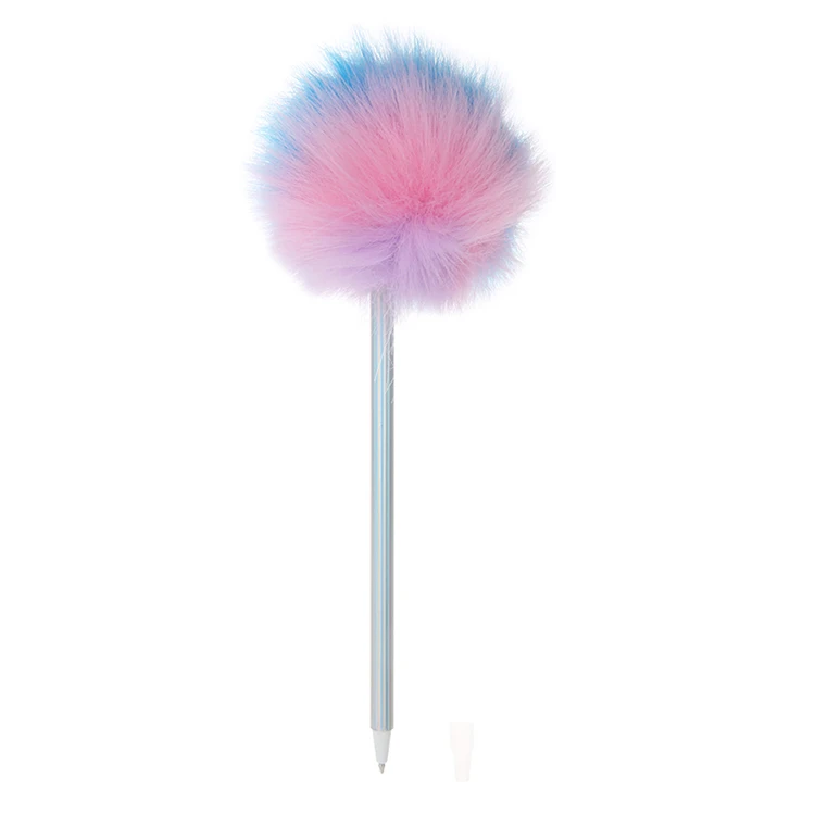 Pom Pom Top Rainbow Novelty Ball Pen 1.0mm Black Refill ballpoint pens