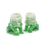 Pair of Jade Statue Standing Classic Chinese Fengshui Fu Dog