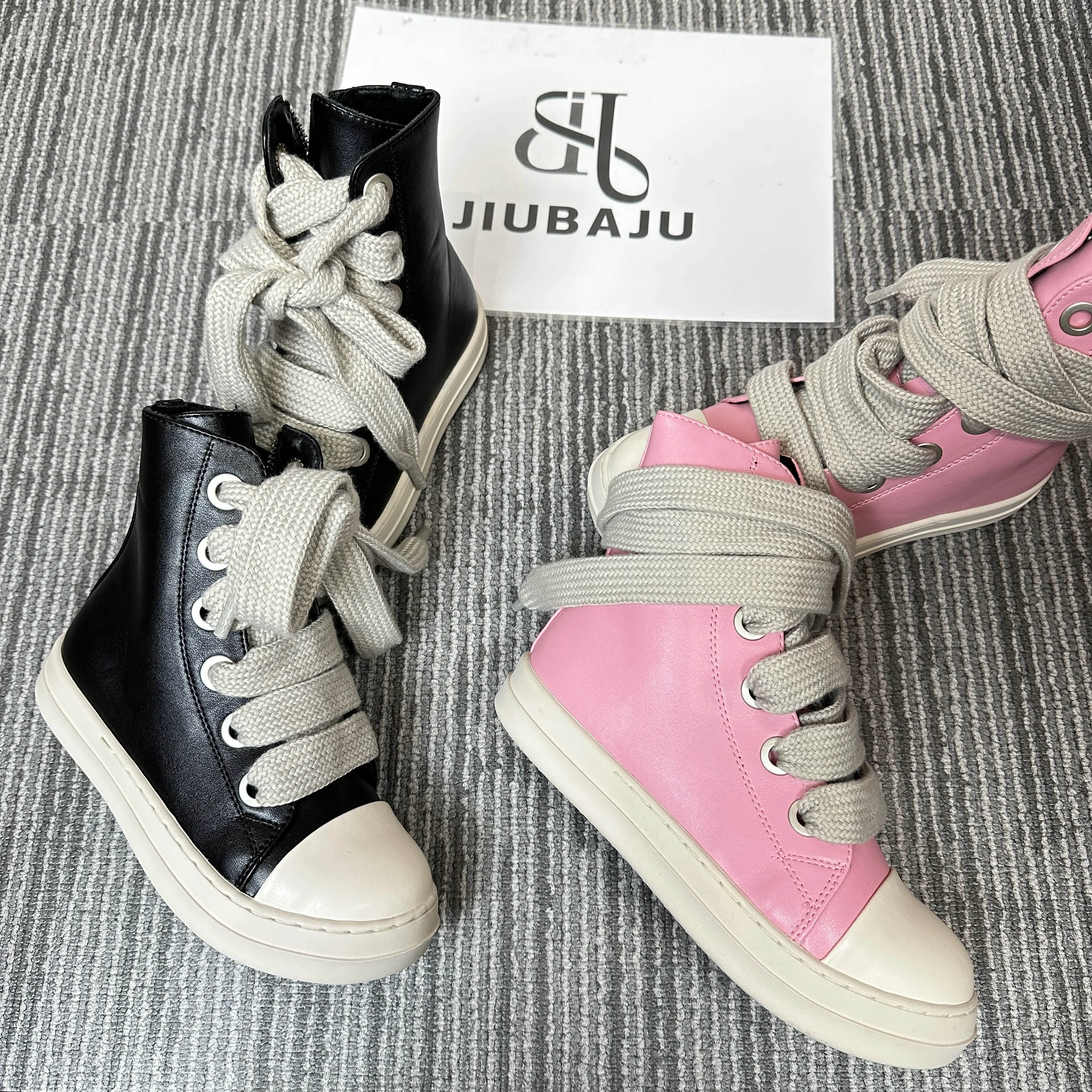 Boy PU Leather Shoes High Top Kids Girls Shoes Black Pink Children Casual Leather Boots