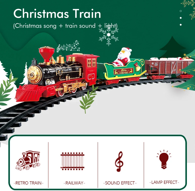 12pcs battery operated rail train toy music light railway christmas electric rail car train tracks toys for kids