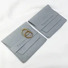 Small Necklace Small Custom Logo Printed Small Envelope Flap Package Pouch Luxury Microfiber Necklace Jewelry Bag