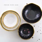 Gold Plates Bowl Factory Direct Wedding Gold Ceramic Plates Gold Rim Fashion Black White Gold Dinnerware Irregular Bowl Set