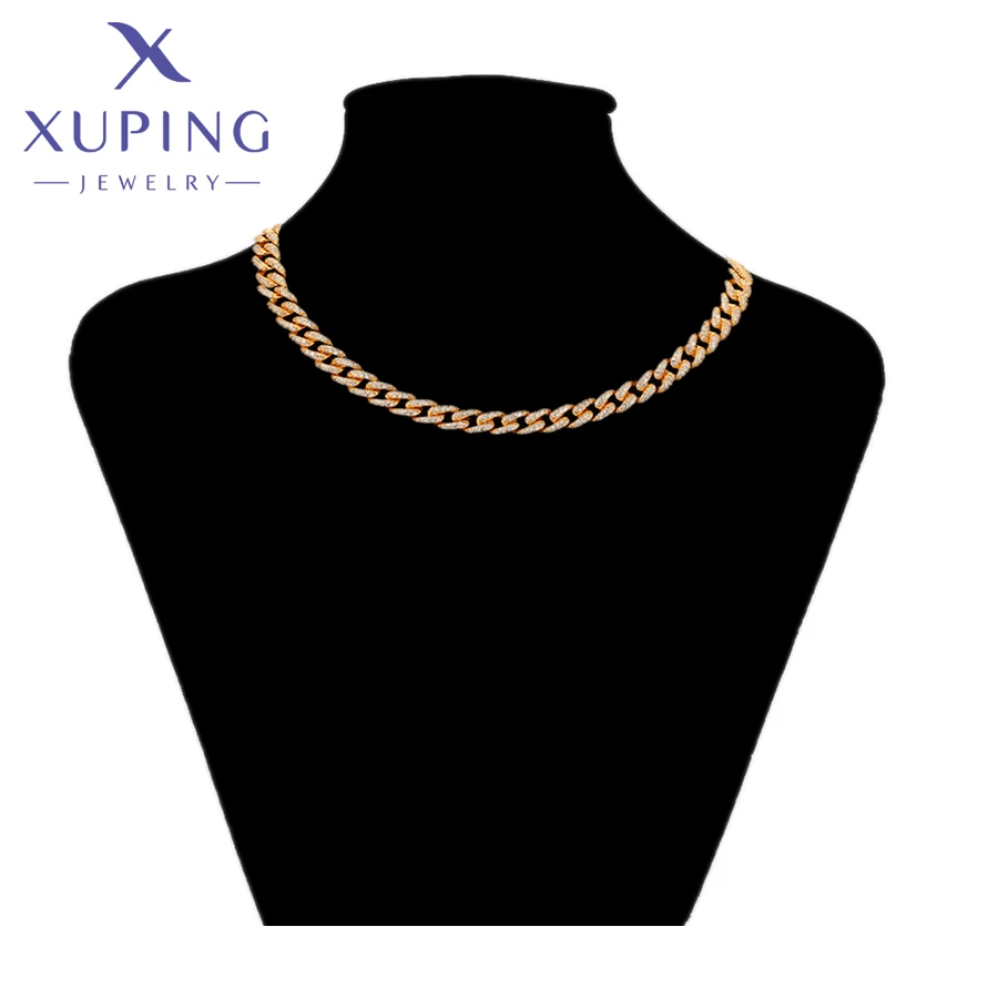 BFBnecklace-01656 xuping jewelry fashion circular zircon necklace elegant luxury simple thick chain snake necklace