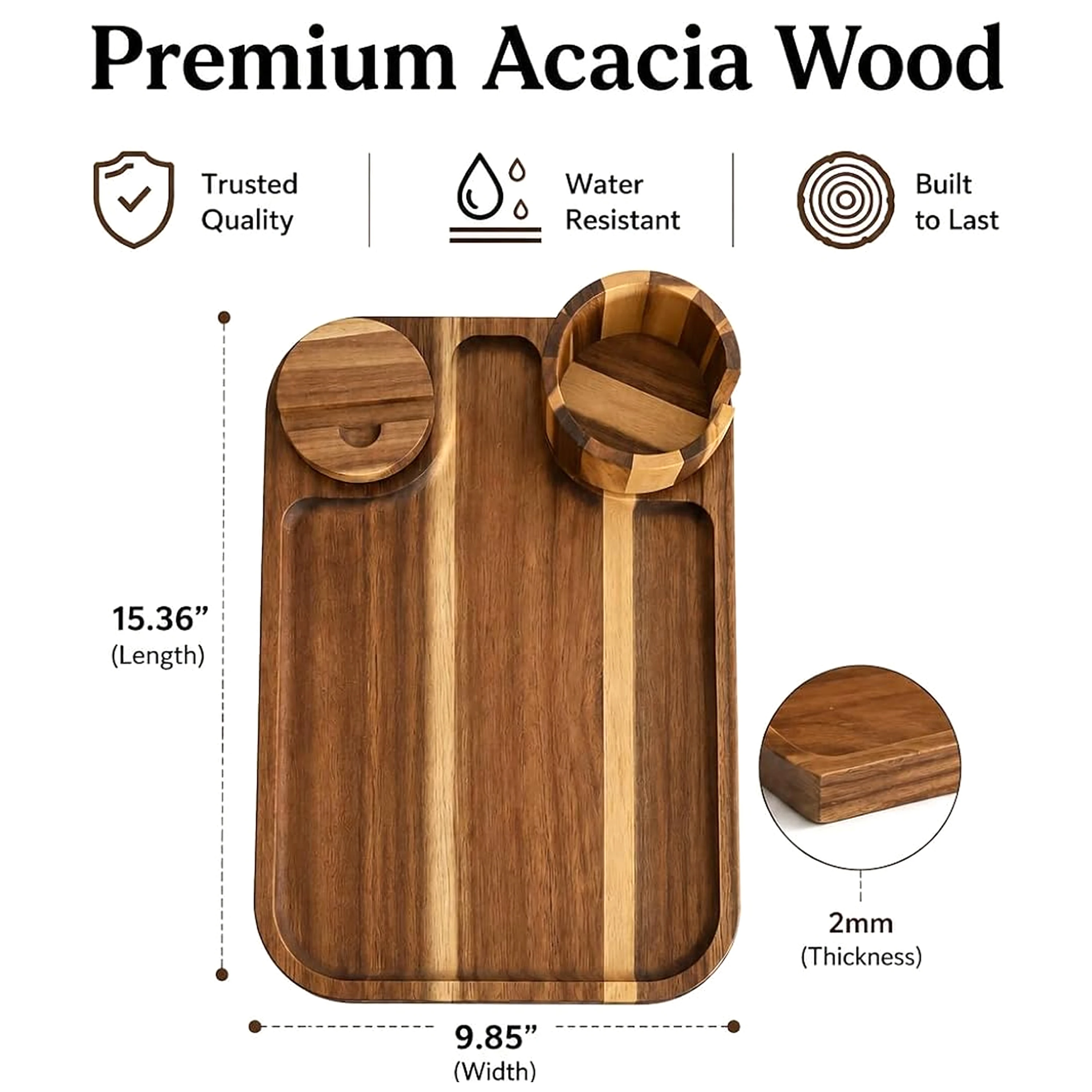 product acacia wood couch arm tray sofa armrest table with cup holder phone holder sofa side organizer for home living room-3