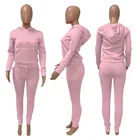 Set MS 2021 Custom Logo Summer New 2 Piece Pants Set Crop Top Hoodie Joggers Women Sweatsuit Sweatpants Set