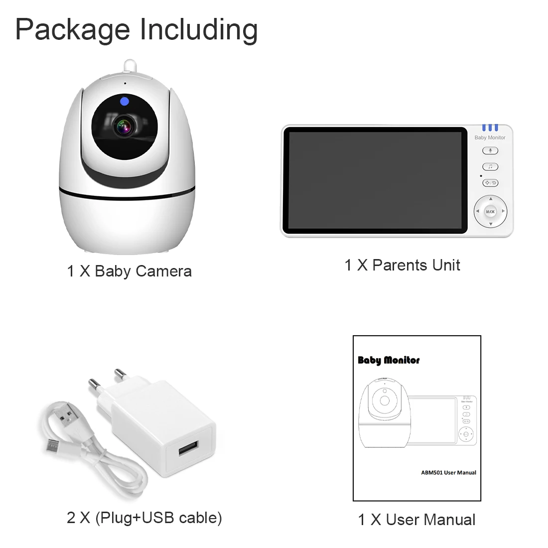 2024 Promotion ABM501 5 inch IPS Baby Monitor Camera 720P with Pan-Tilt Night Vision  Baby Care Products Smart Baby Monitor