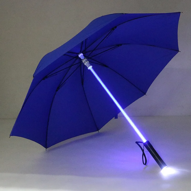 WXL353 LED Safety Warning Lights Outdoor Umbrellas 7 Colors Flashing Long Handle Night Umbrellas Flashlight Umbrella