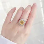 Citrine Ring 925 Sterling Silver Wedding Engagement Created Zircon Citrine Ring
