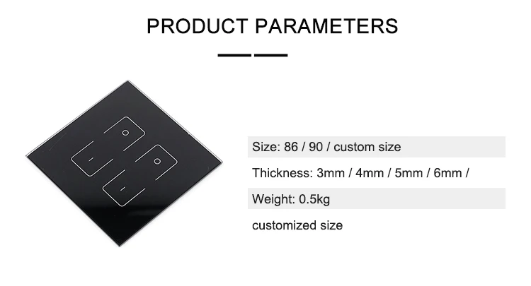 3MM 4MM four-button touch mirror switch, electrical instrument control panel glass