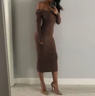 Sweater Dress Fashionable Designer Sexy Casual Brown Fall Cold Knit Women Maxi Sweater Dress