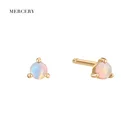 Earrings 14K Real Saudi Gold Jewelry Birthstone Opal Stud Earrings Set Paw Shape Genuine Opal 12 Pair Earrings