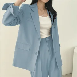 Women Tops+pant Spring Autumn Spot Wholesale New Fashion Korean Version Leisure Button Plain Solid Color Long Sleeve Casual Suit