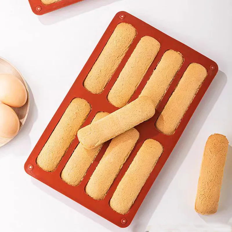 Food Grade Silicone 8 Cavity Rectangular Shape Chocolate Mousse Candy Oatmeal Pastry Mold Foldable Chocolate bar Mould supplier