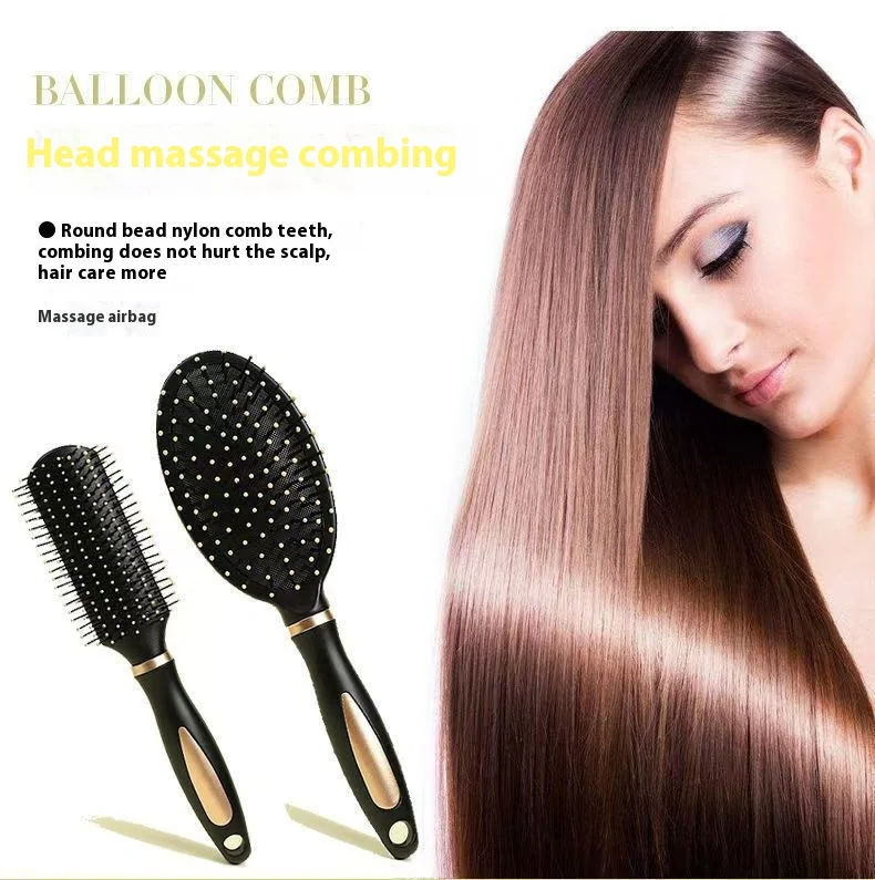 High Quality Black Ionic ABS & Nylon Hair Brush Set Air Cushion Massage Comb with Antistatic Rib for Salon Curly Hair Styling supplier