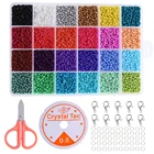 Beads Craft 24 Colors DIY Letter 2mm 4mm Glass Seed Beads Craft Kit Set For Jewelry Bracelet Making