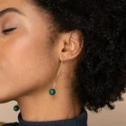 Gemstone Earrings Gemnel Jewelry 14k Gold Plated Dainty Gemstone Jewelry Brass Handmade Malachite Drop Earrings