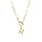 Pendant Necklace Hot Selling Jewelry Zircon Crown 26 English Letter Pendant Simple Gold Plated Necklace