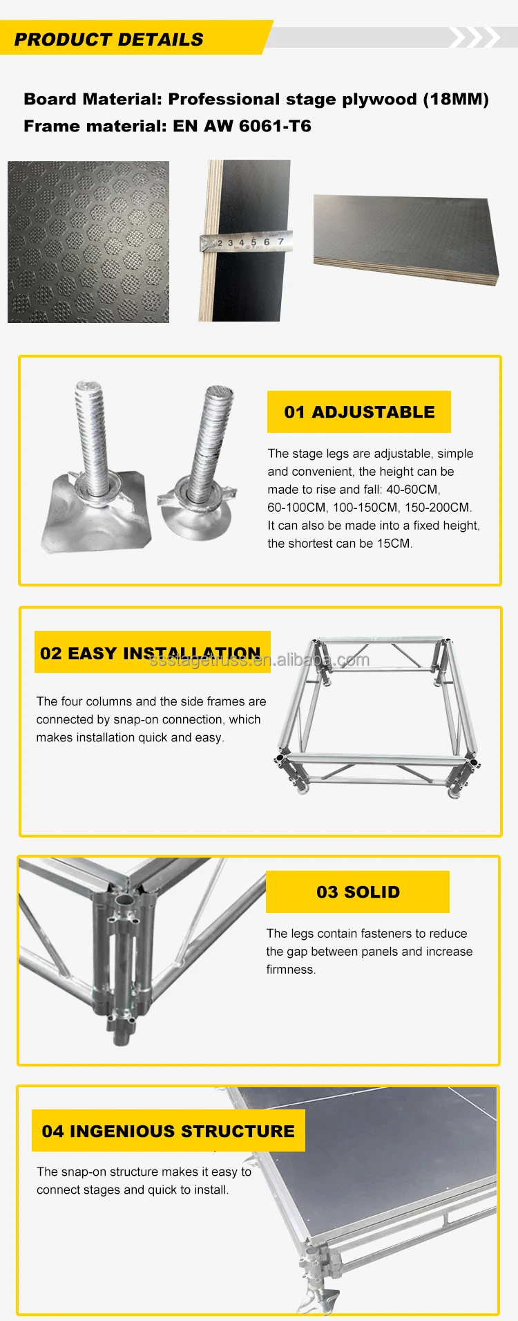 product aluminum  adjustable wedding party mobile assembly stage-6