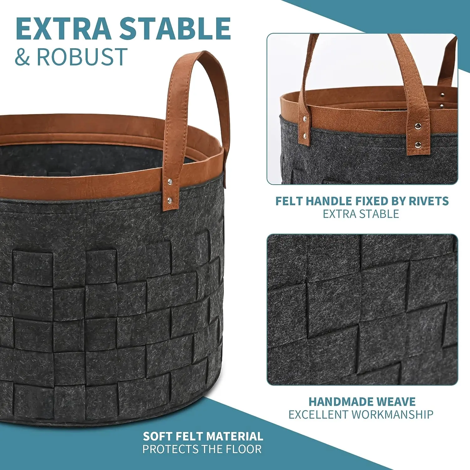 65L Felt Storage basket Felt Woven Basket 19.6