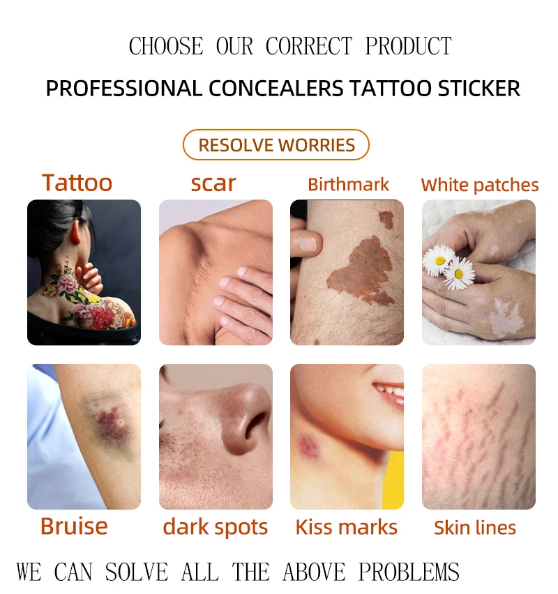 Latest Product Easy Apply Long Lasting Waterproof Scalable Instant Full Coverage Concealer Tattoo Sticker manufacture