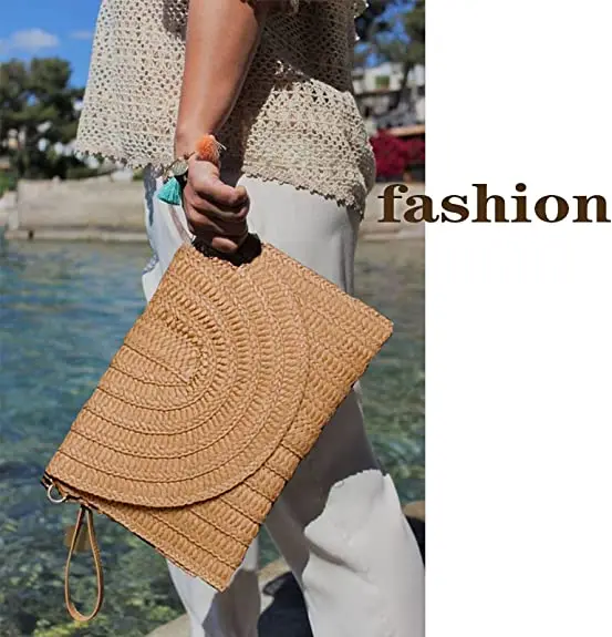 Straw Clutch Bags for Women Shoulder Bag Summer Purse Woven Beach Bags