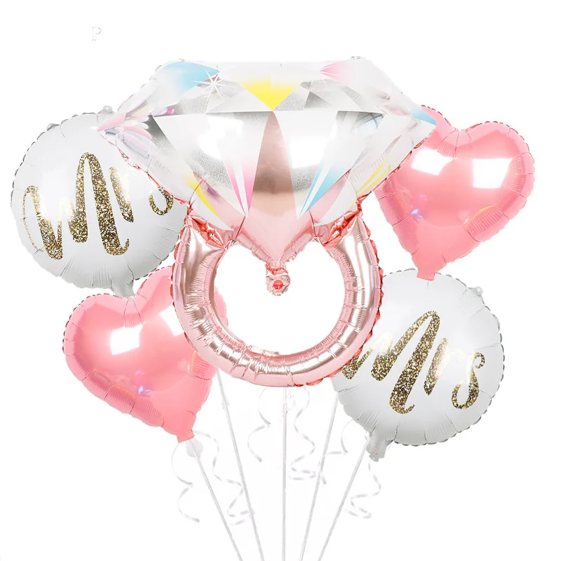 Large rose gold diamond ring balloon set Valentine's Day confession color diamond proposal wedding party decoration