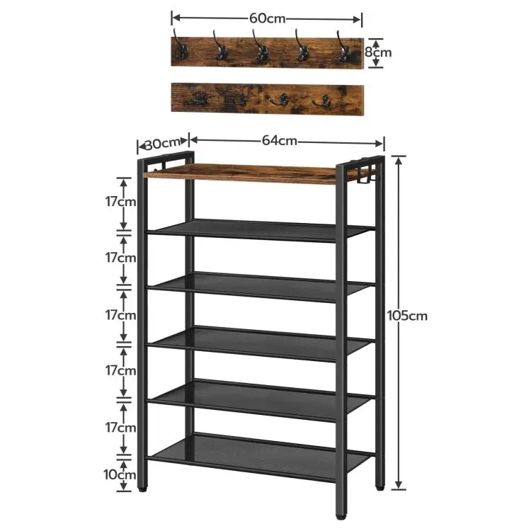 Wholesale Coat Hooks and Shoe Rack Set Industrial Style Coat Tree Shoe Storage Stand Set for Shoes Organizer