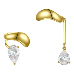 High Quality 18K Gold Plated Brass Jewelry Water Drop Zircon Pendant Ear Cuff No Piercing Party Earrings E201151