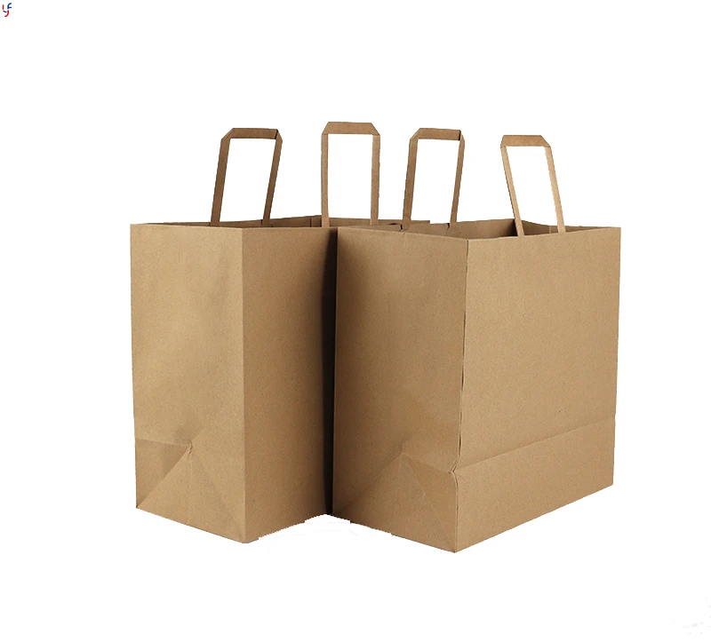 Brown SOS Kraft Paper Carrier Bag With Flat Handle Food Takeaway Lunch 