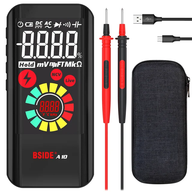 BSIDE A10 Automatic Intelligent Multimeter with Digital Color Screen 600V AC DC Rechargeable Multifunctional Anti Burn Tester