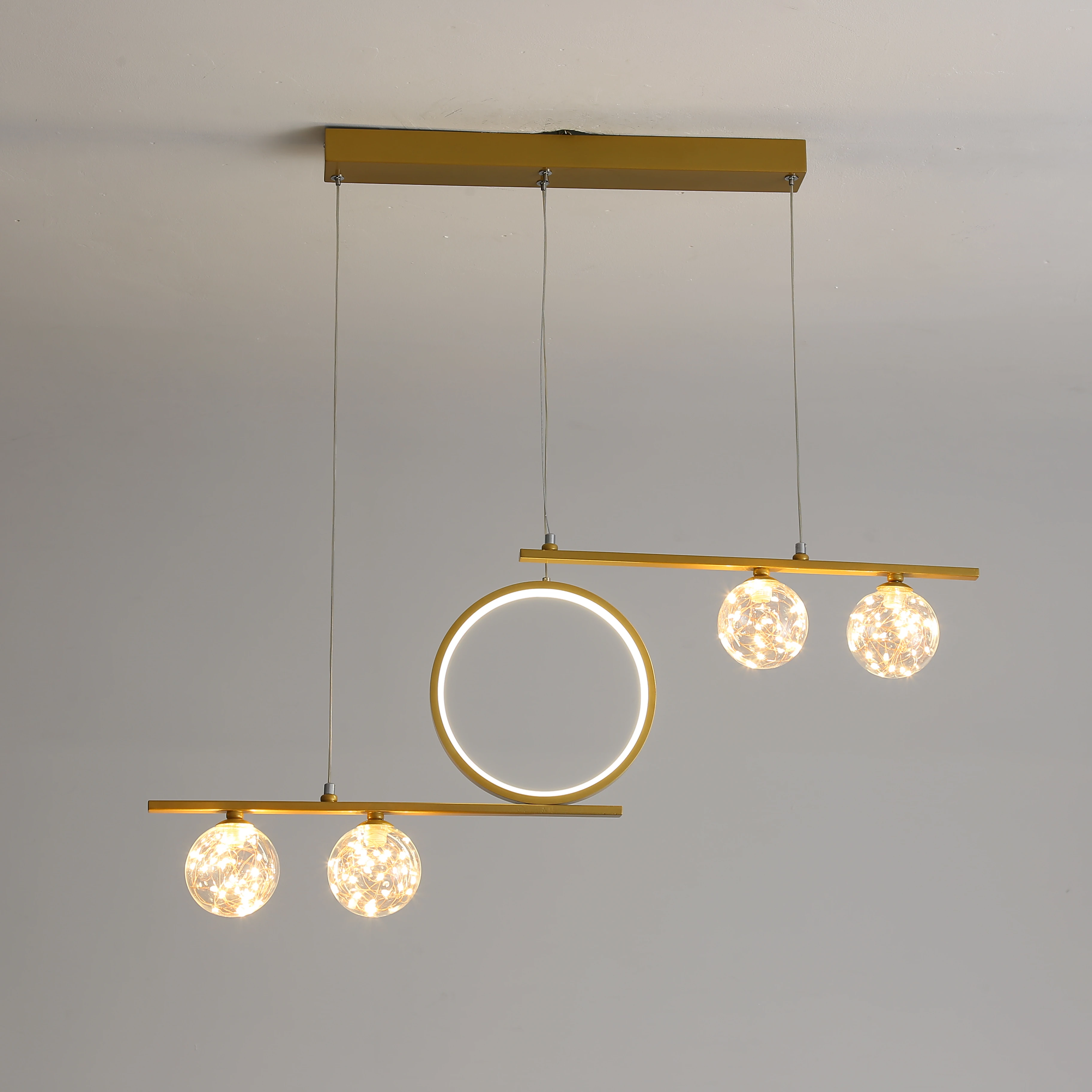 Modern Simple LED Home Nordic Restaurant Chandelier Decoration Gold Black Color Chargeable Dining Light Living Room Lamp