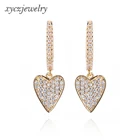 Earrings Lovely White CZ Heart Drop Pendant Earrings Jewelry Gift Wholesale