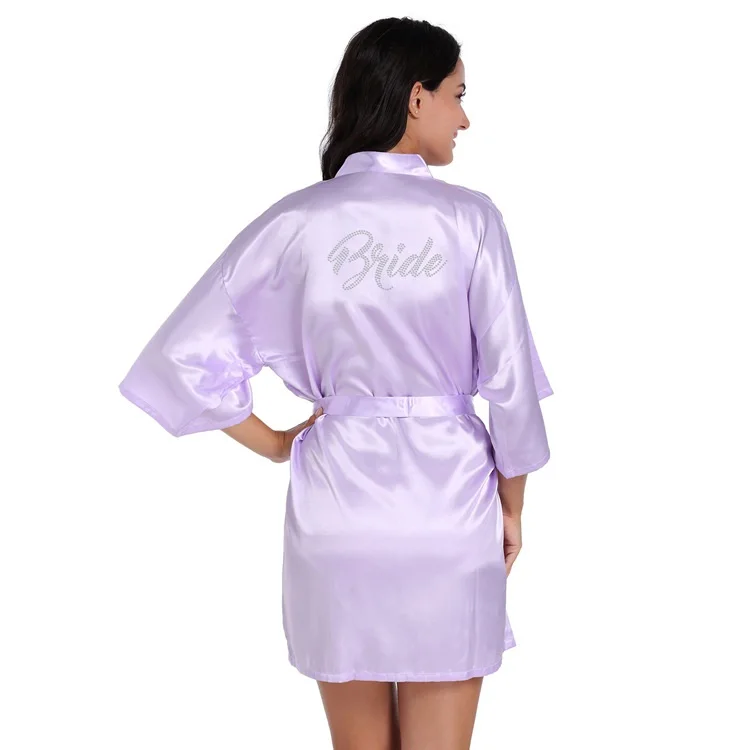 Women Silk Satin Short Night Robe Solid Kimono Fashion Bath Robe Sexy