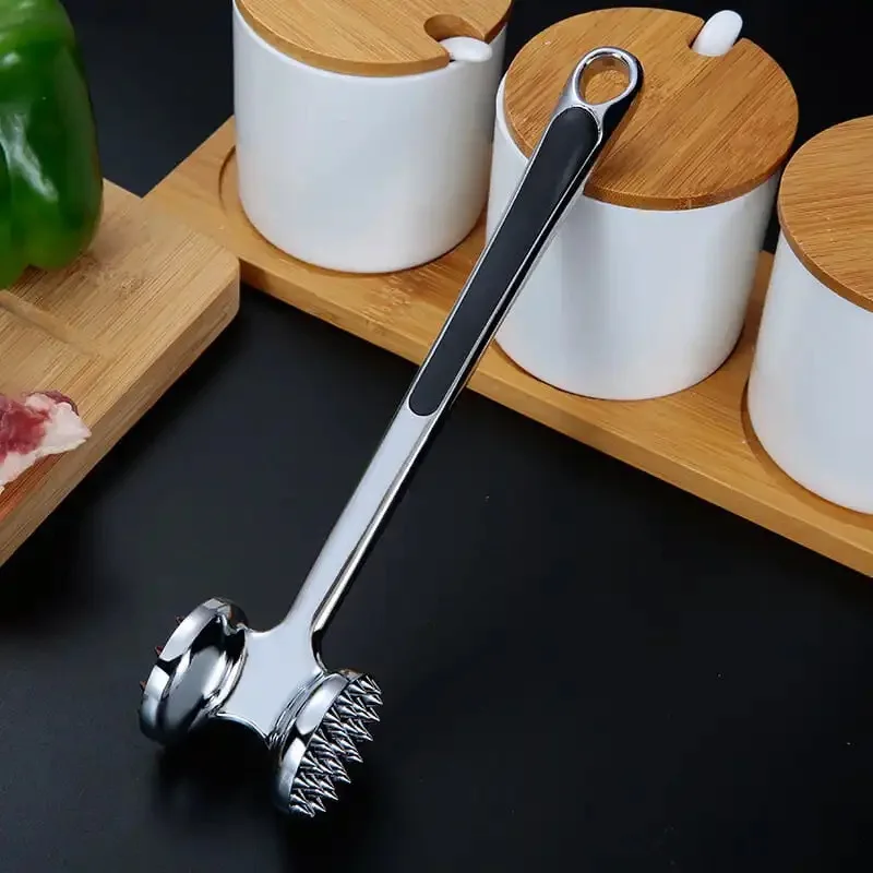 Customized Professional Kitchen Dual-Sided Stainless Steel Beef Steak Wholesale Chicken Meat Tenderizer with Comfort Grip Handle
