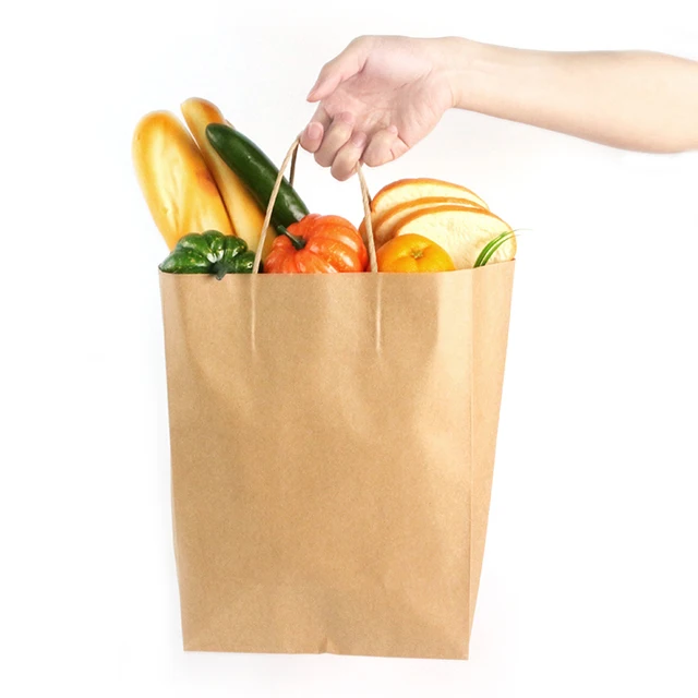 100 Biodegradable Brown Kraft Paper  Food Bags Market Stalls Shops 12.5" x 12'' 
