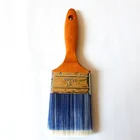 Paint Brush With Blue Tapered Filament And Nature Hard Wooden Handle