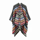 Capes Cape Woman High Quality Winter Warm Winter Printed Stripes Capes For Womens