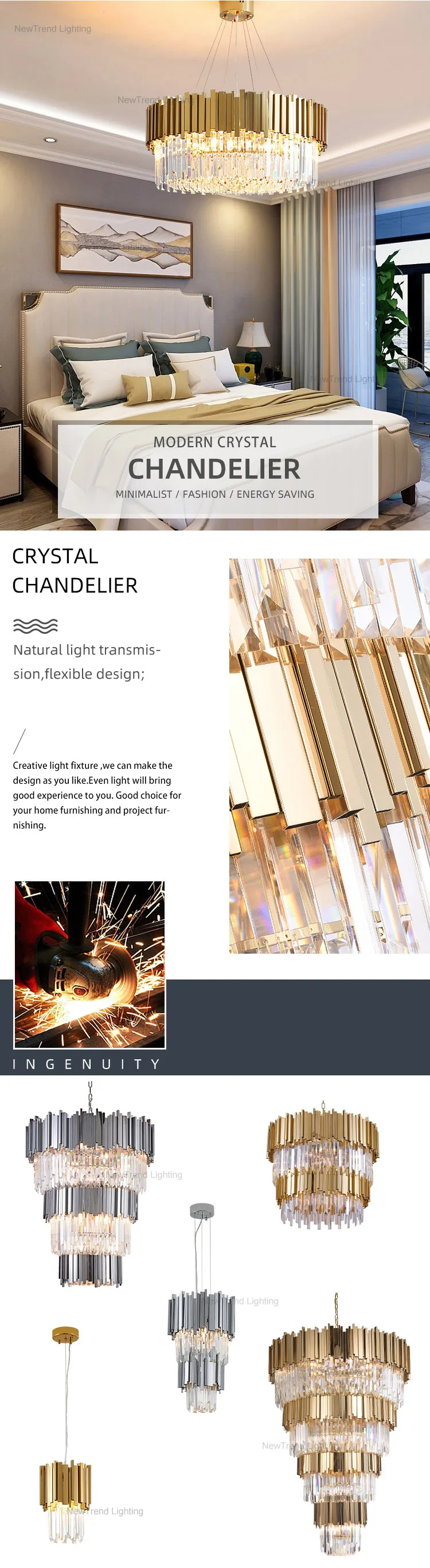 CPL-119 OEM ODM Indoor Decoration Custom Hotel Lobby Modern Crystal LED Chandelier factory