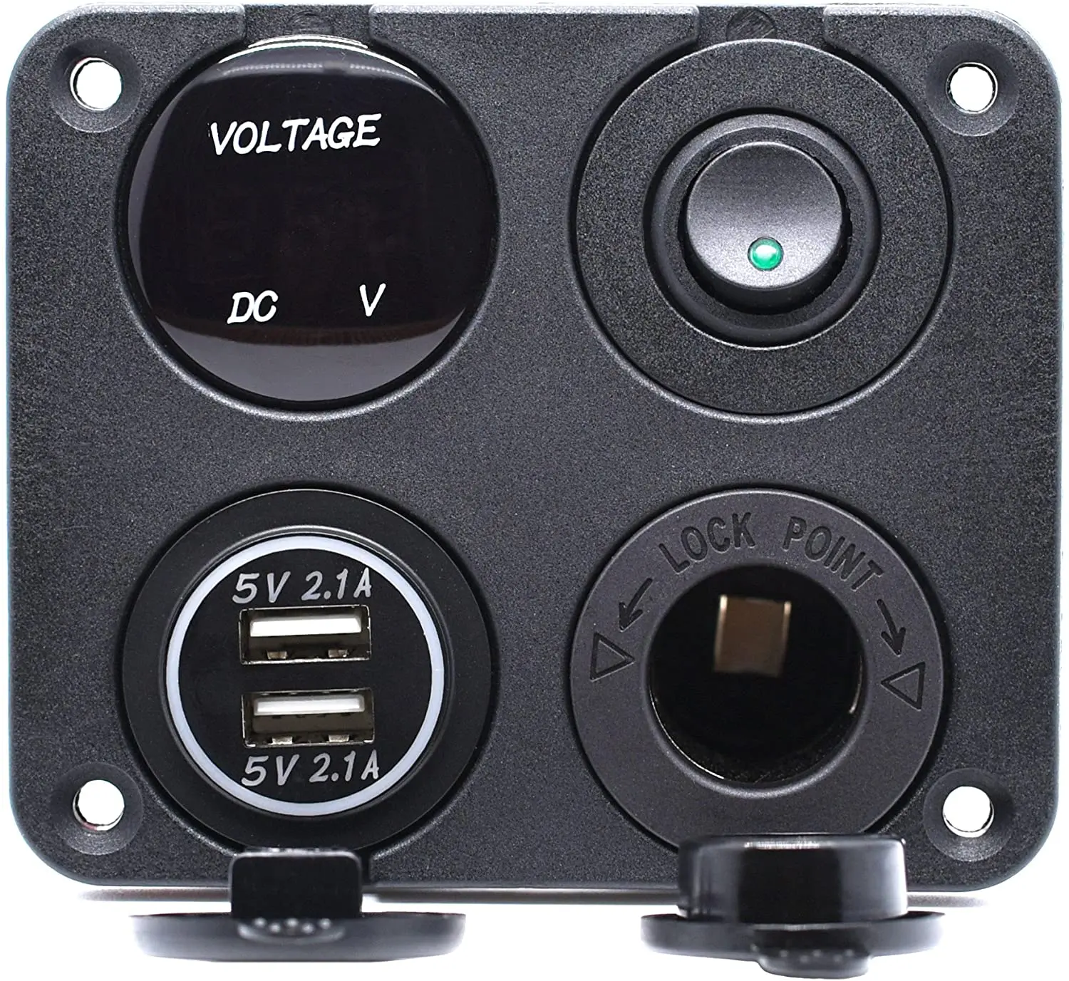 4 2a Dual Usb Socket Charger Led Voltmeter 12v Power Outlet On