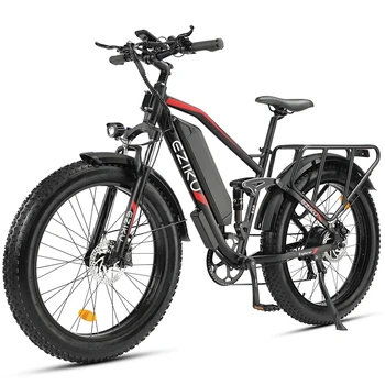 2024 New Style Electric Bike E-Bike with 26\" Fat Tire 48V 750W Motor Power 48V 17.5AH Removable Lithium Battery for Adults