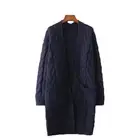 Cardigan Sweater Chinese Professional Manufacturer Coarse Needle Twist Cardigan Women's Long Sweater